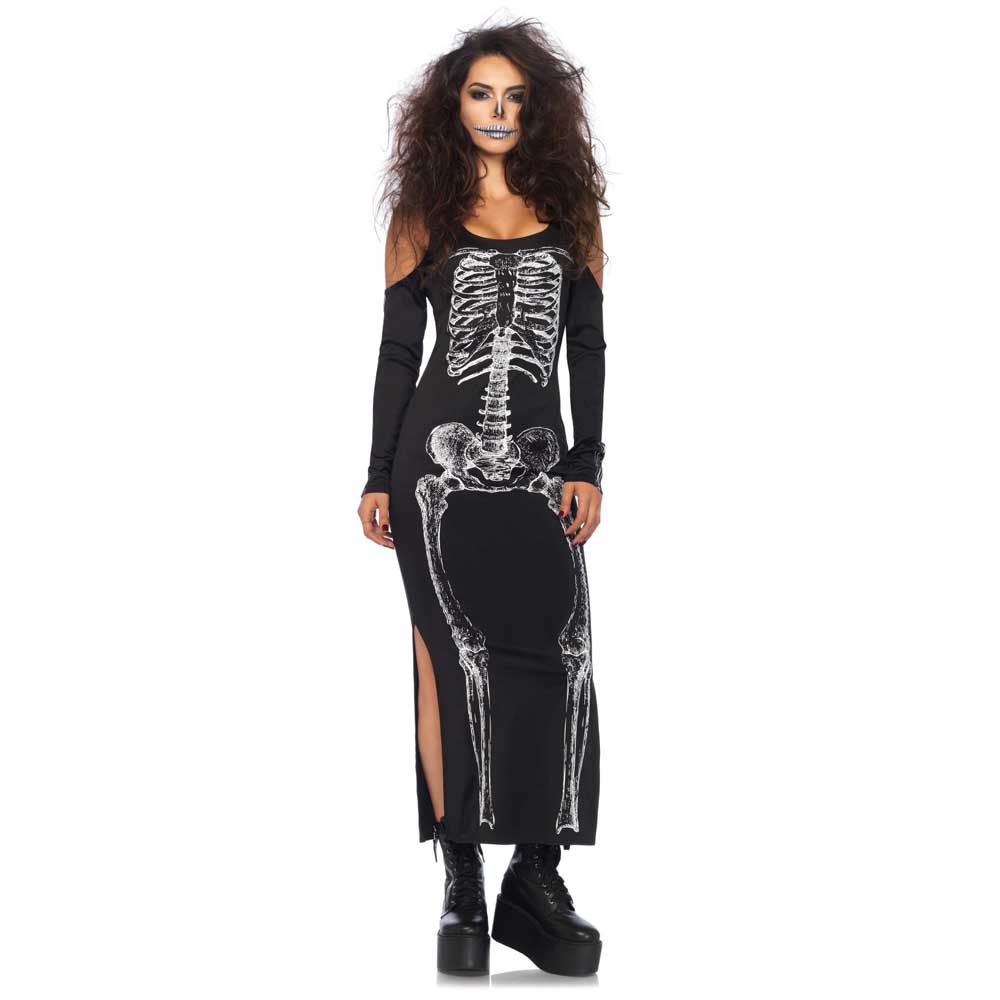 Leg Avenue Leg Avenue Side Slit Skeleton Costume dress Black White